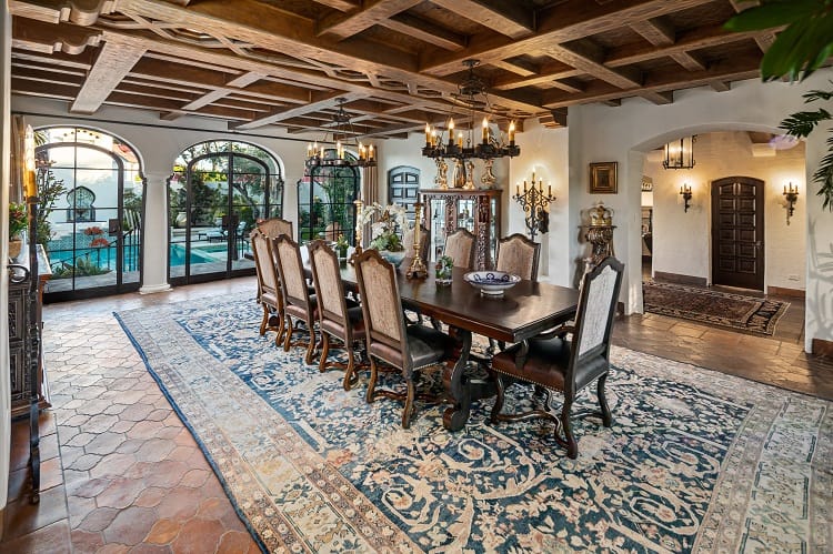 formal dining room inside the mansion known as Coronado Castle