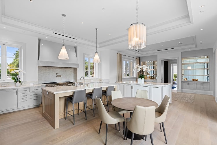 kitchen inside a luxury mansion in Palm Beach 