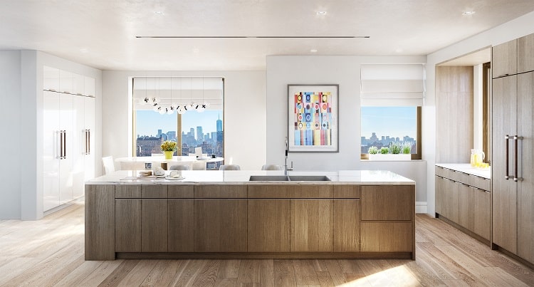 kitchen of a unit inside the Flatiron House condo building