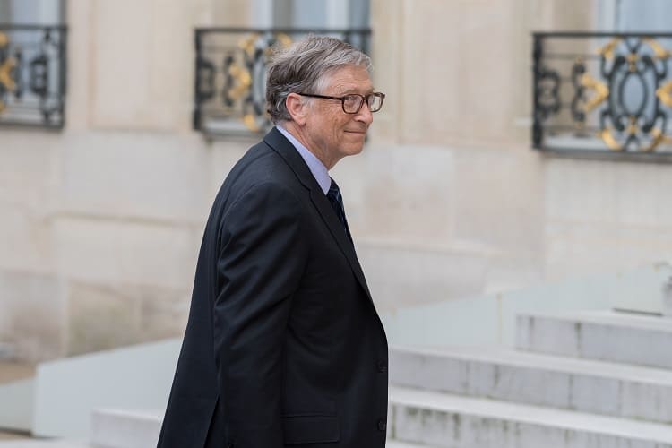 Bill Gates in 2018, going into the Elysee Palace in France