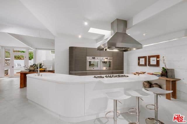 modern kitchen inside Doja Cat's house in Los Angeles. 