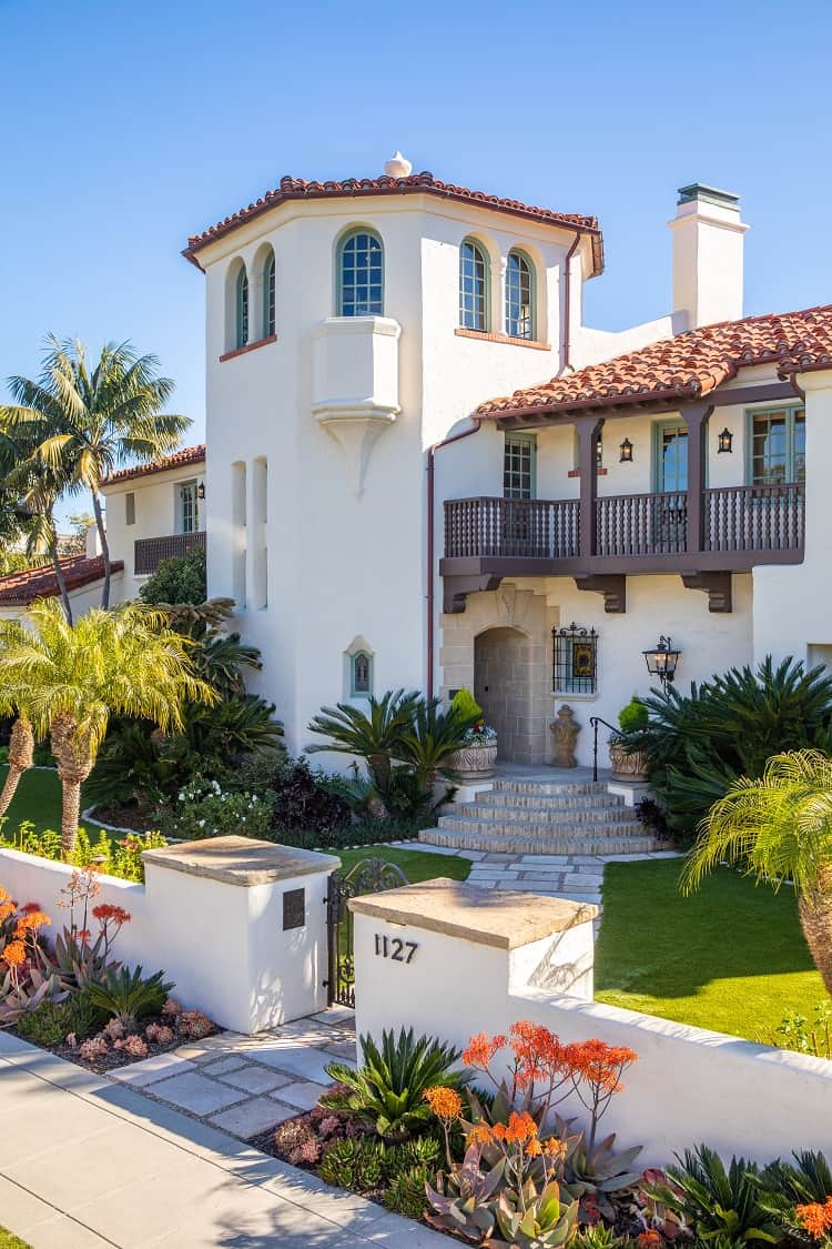 luxury house with Spanish Revival architecture in Coronado, CA