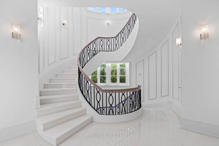 luxurious staircase in a Palm Beach mansion