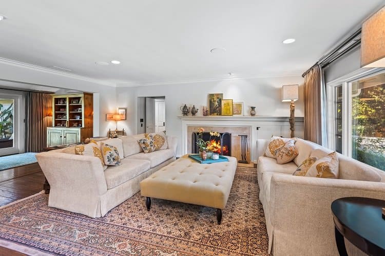 traditional living room with fireplace