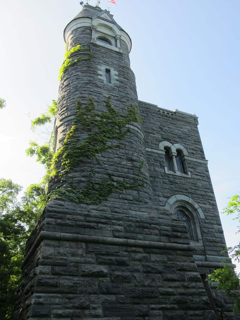 A closer look at the Belvedere Castle in Central Park, New York.
