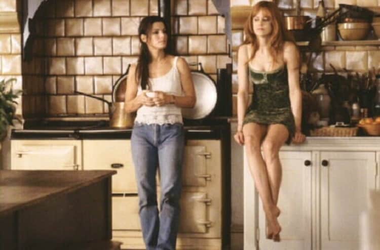 Sally (Sandra Bullock) and Gillian Owens (Nicole Kidman) inside the house in Practical Magic. 