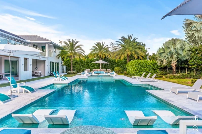 The pool area of Bhad Bhabie's new house. 