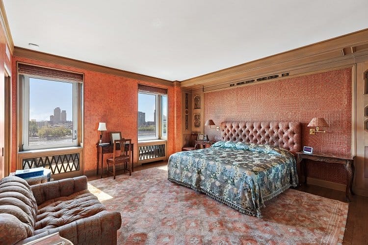 the bedroom inside Greta Garbo's former apartment at the Campanile