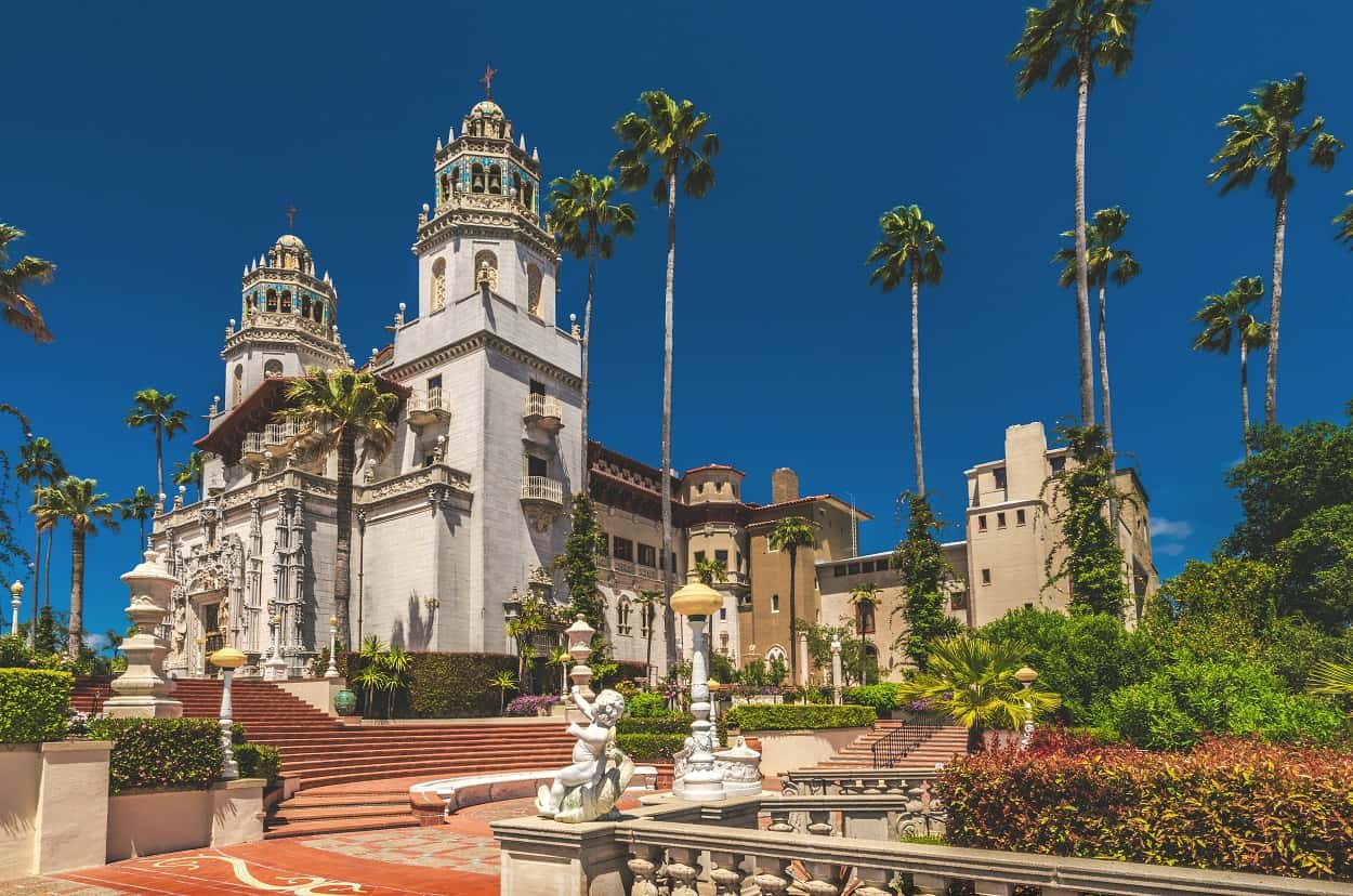 Exterior of Hearst Castle in San Simeon, CA