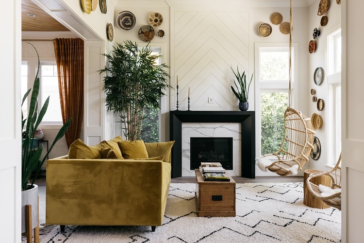 elegant living room with fireplace 