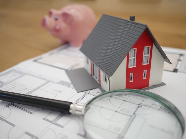 house plans with a toy house and piggy bank