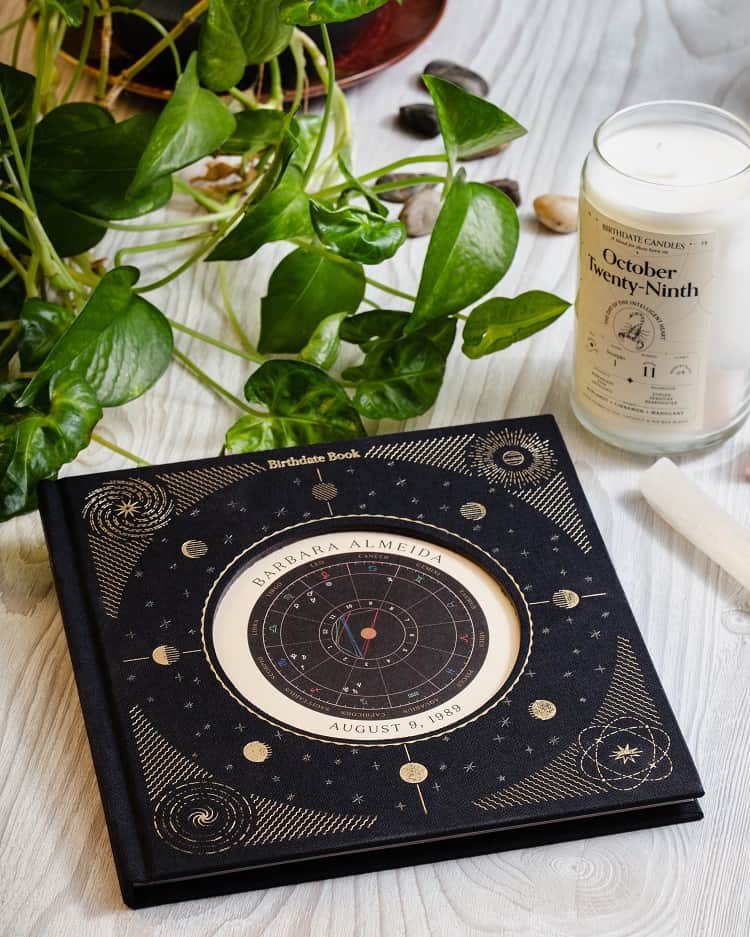 personalized birthdate book and candle for astrology lovers