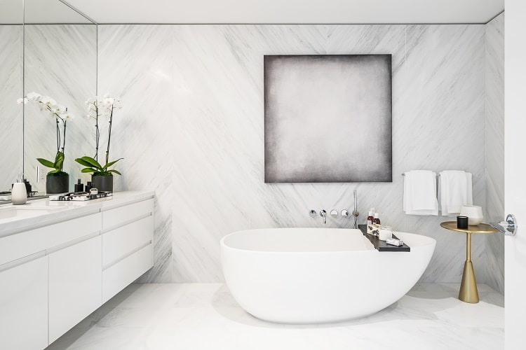 Bathroom of a private residence at the Four Seasons in Los Angeles