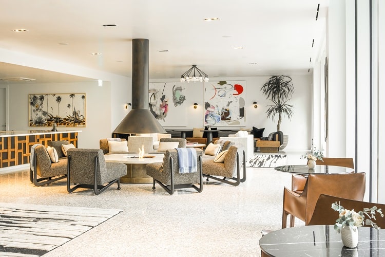 Common area inside the Four Seasons Private Residences in Los Angeles.