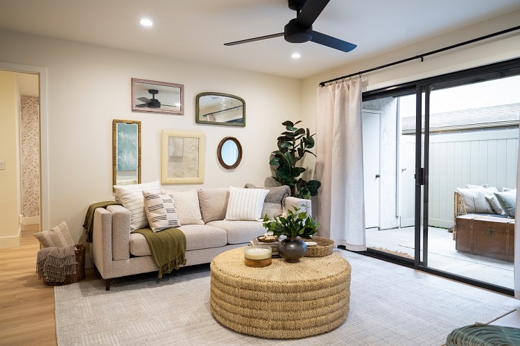 living room inside a Jasmine Roth-designed condo