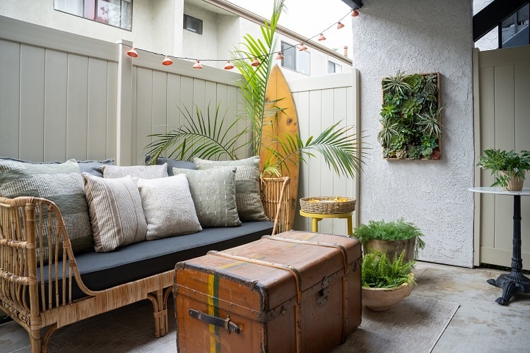 the balcony of a Jasmine Roth-designed condo