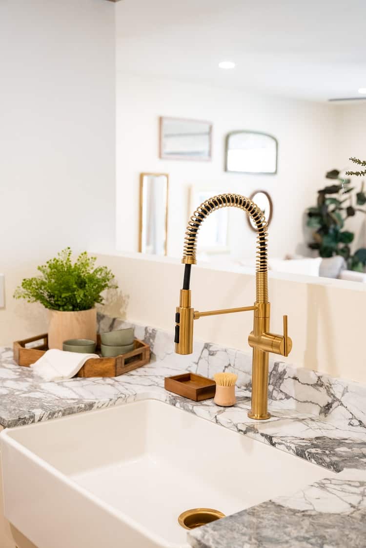 kitchen sink inside a Jasmine Roth-designed condo