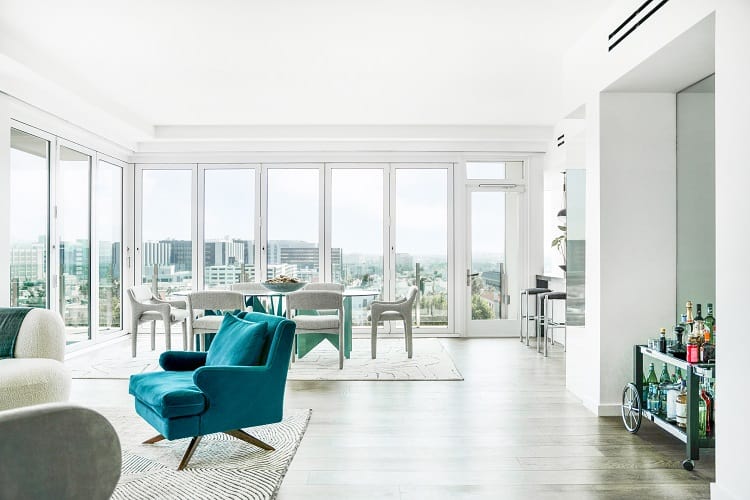 dining area of a private residence at the Four Seasons in Los Angeles