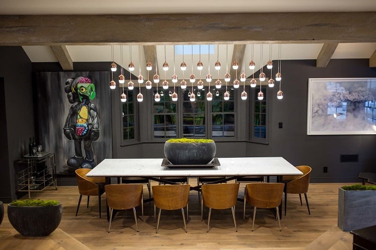 modern dining room inside Machine Gun Kelly's house 