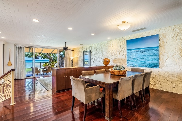 Dining room inside Robert Kiyosaki’s house in Oahu.