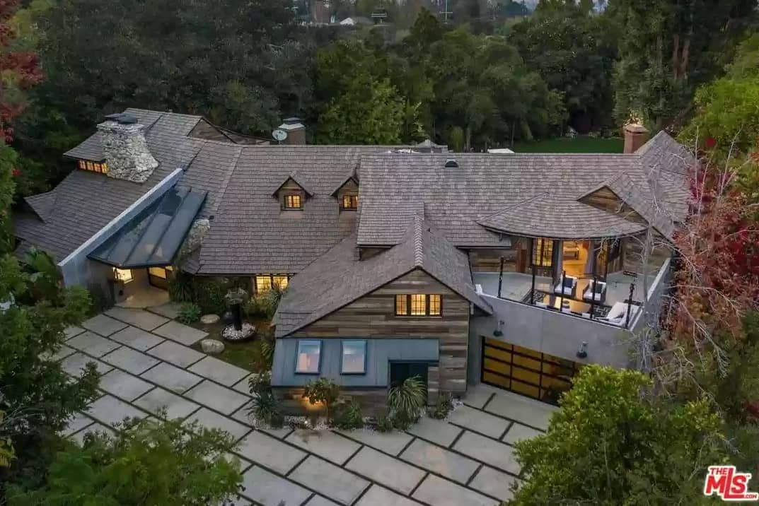 Aerial view of Machine Gun Kelly's house in Los Angeles, formerly owned by Youtuber Logan Paul