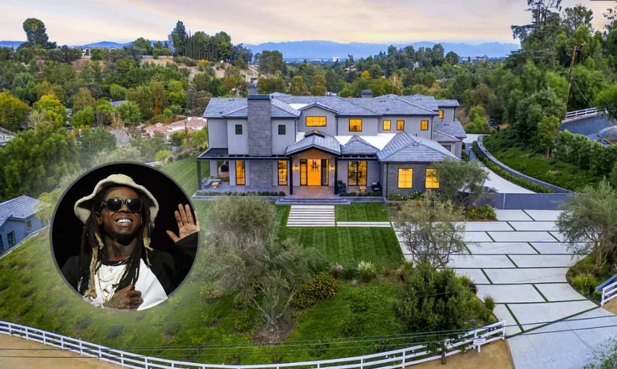 Lil Wayne's house in the Hidden Hills area of Los Angeles, a newly-built mansion with 12,000 sq. ft. of luxurious living space. 