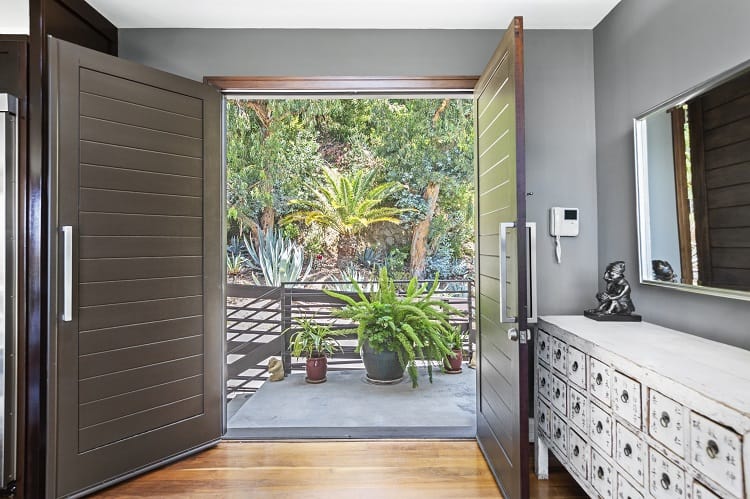 wooden door at the entrance to Greta Garbo's house in Los Angeles