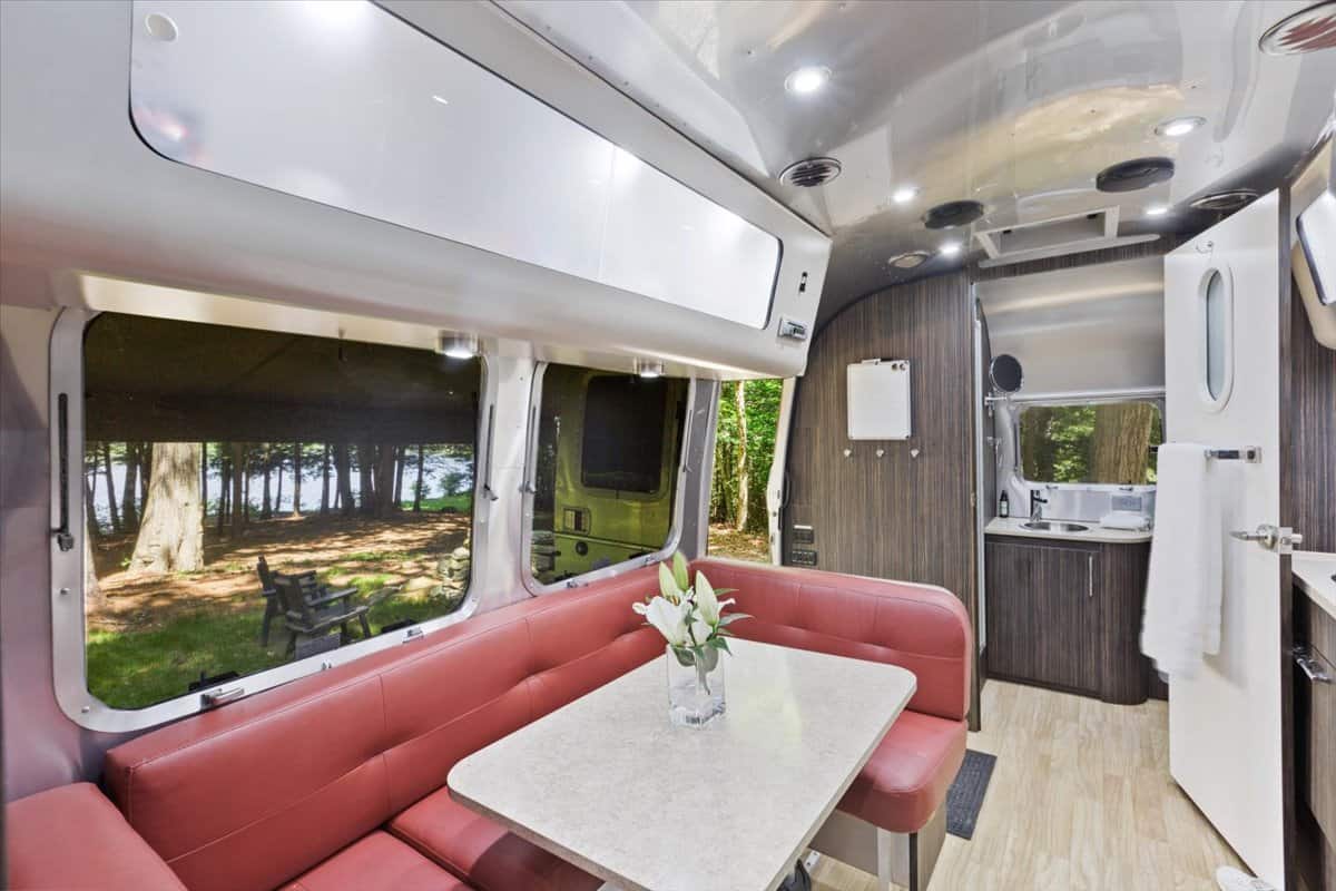 inside an Airstream on the property