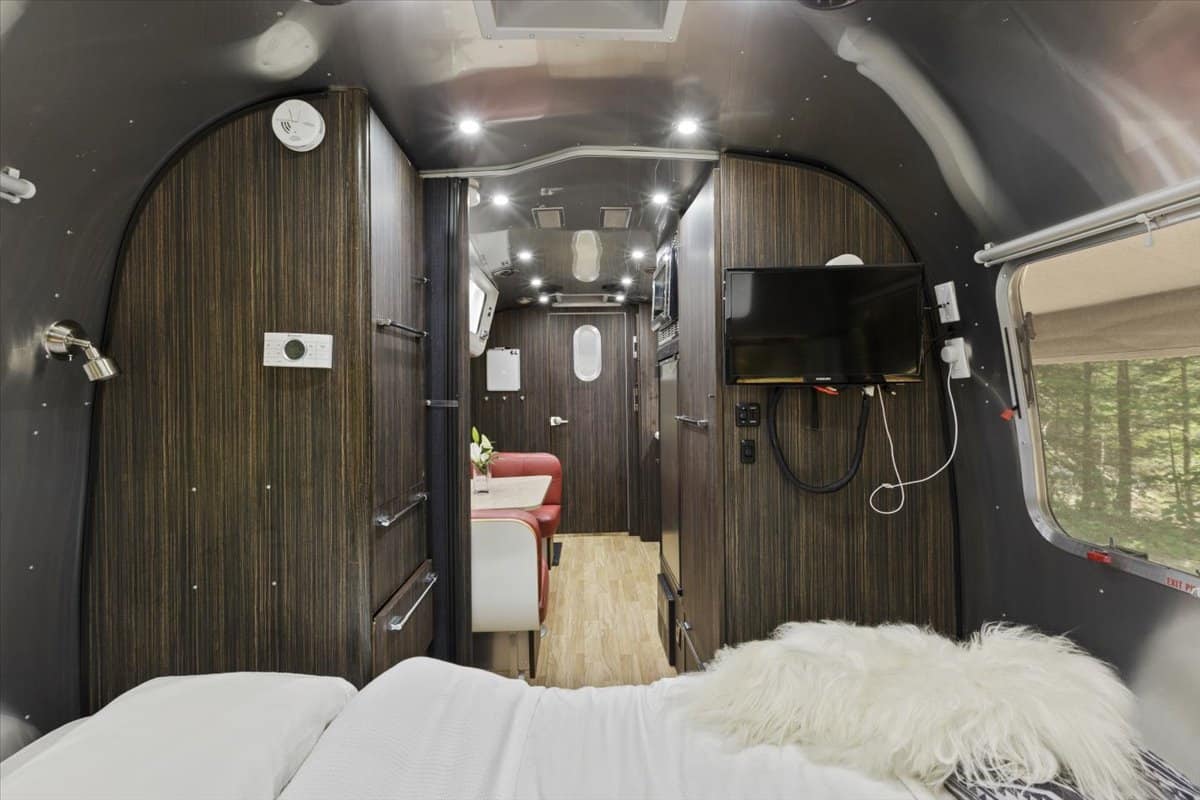 sleeping quarters inside an Airstream 