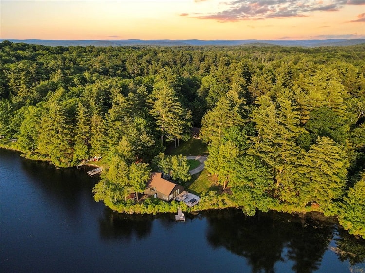 aerial view of Atwater, a 321-acre retreat in the Berkshires