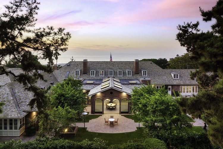 aerial view of house at Foxhill Estate in La Jolla, San Diego