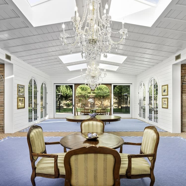 living room inside Foxhill Estate in La Jolla, San Diego