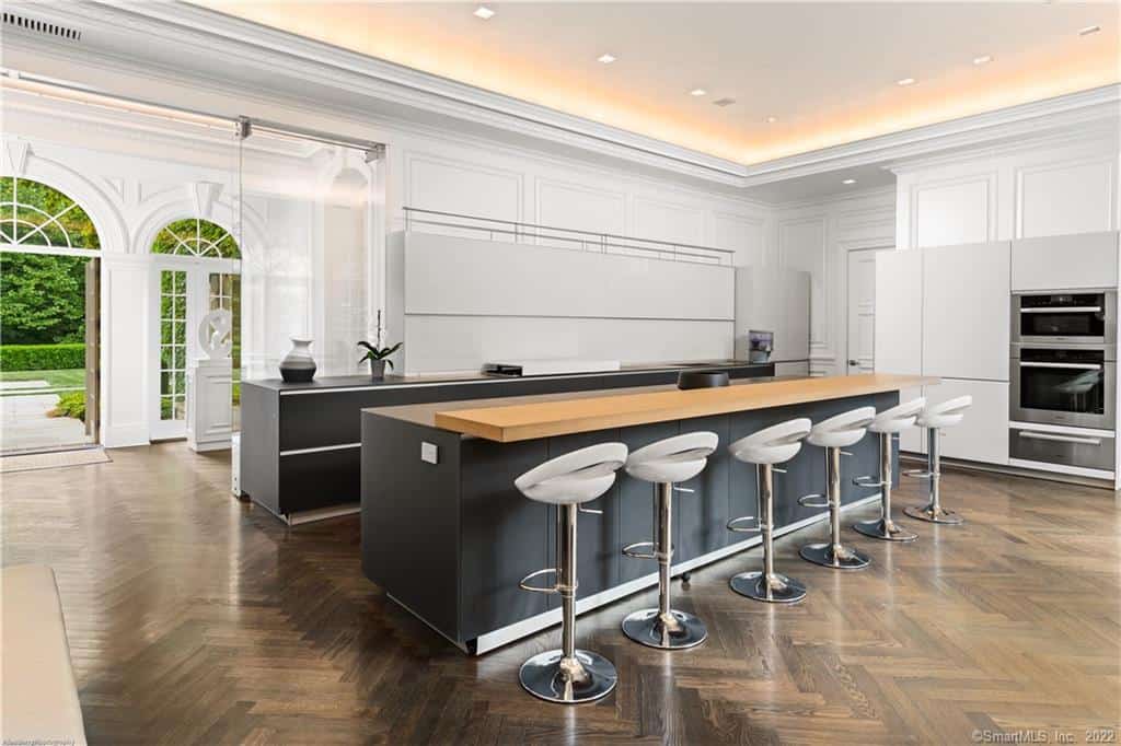 modern kitchen with bar seating