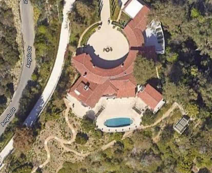 Aerial view of James Murdoch's house in Beverly Hills, which he purchased from his father, Rupert Murdoch, for $30 million.