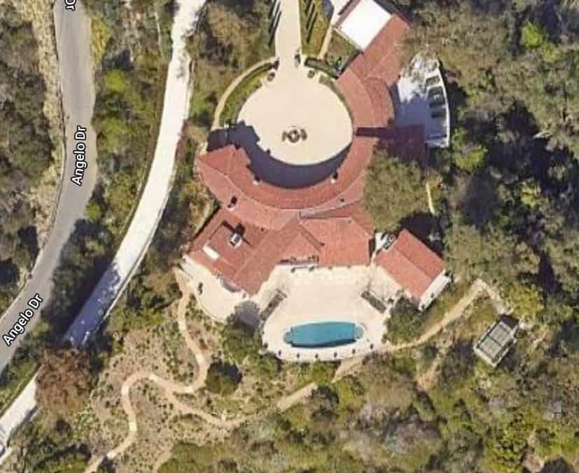 Aerial view of James Murdoch's house in Beverly Hills, which he purchased from his father, Rupert Murdoch, for $30 million. 