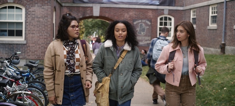 (L-R): Belissa Escobedo as Izzy, Whitney Peak as Becca, and Lilia Buckingham as Cassie in Disney's live-action HOCUS POCUS 2, exclusively on Disney+. 