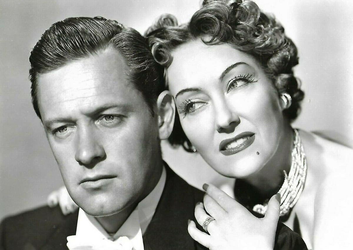 Actress Gloria Swanson along co-star William Holden in Sunset Boulevard (1950).