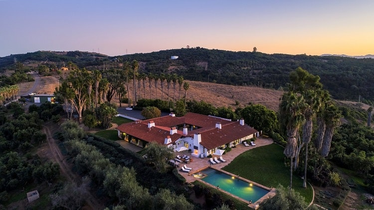 aerial view of Sandra Bullock's house in San Diego