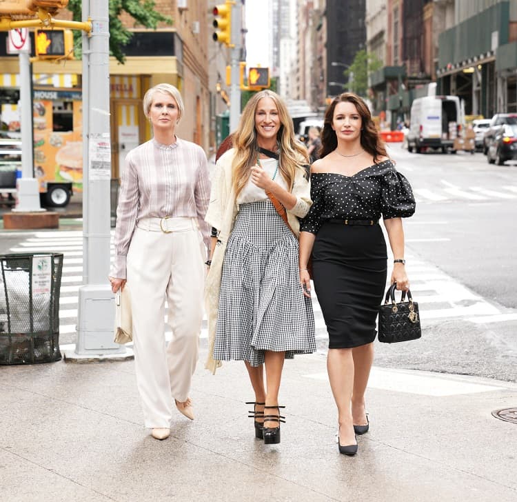 Cynthia Nixon as Miranda Hobbes, Sarah Jessica Parker as Carrie Bradshaw, and Kristin Davis as Charlotte York Goldenblatt, reprising their roles for the Sex and The City sequel.