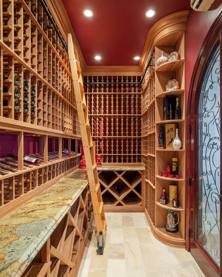 wine cellar with ladder 