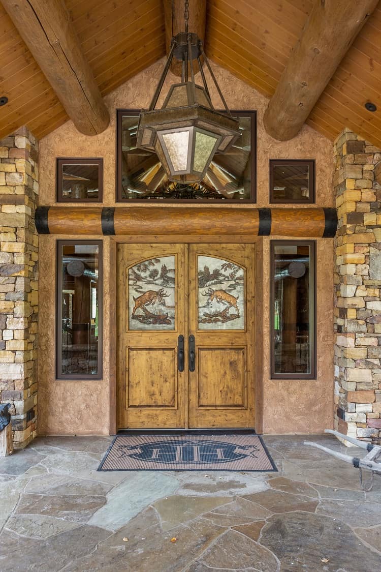 The entrance of Tony Stewart's house in Indiana, now on the market for $22.5 million.