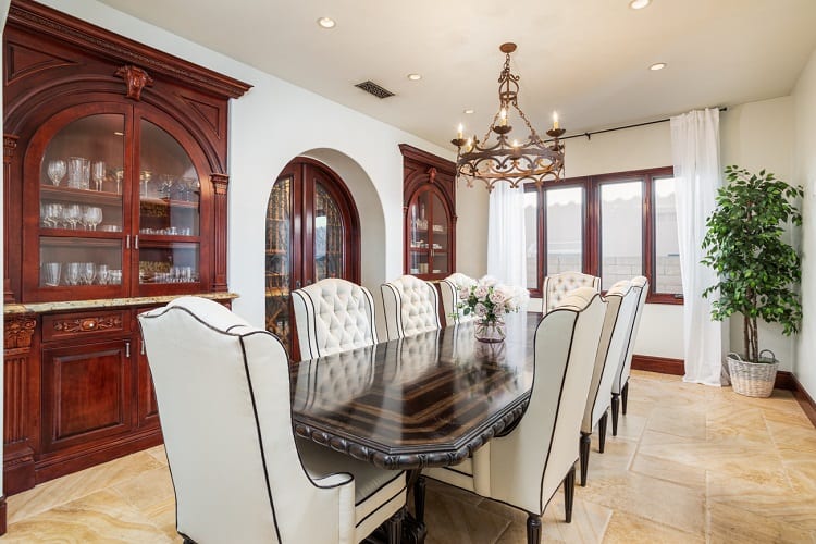 the formal dining room inside Tito Ortiz's house