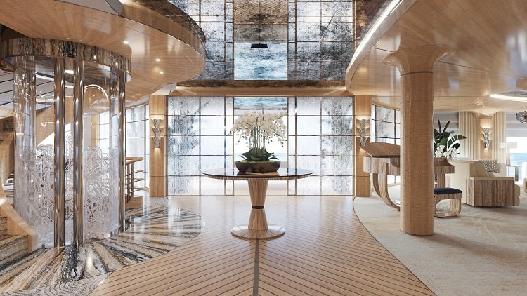 private elevator inside a luxury residence on the NJORD Superyacht. 