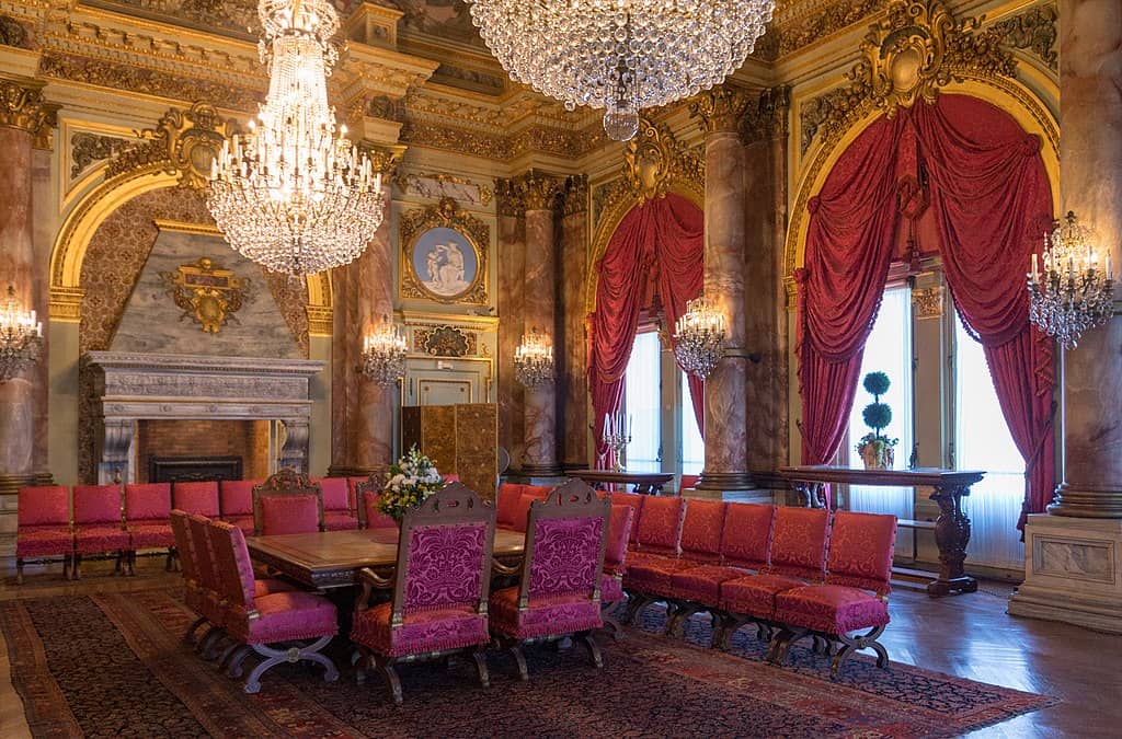 The Breakers mansion interiors, boasting an opulence worthy of Europe's finest royal castles. 