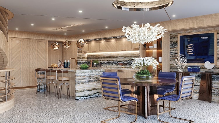 kitchen inside a luxury residence on the NJORD Superyacht. 