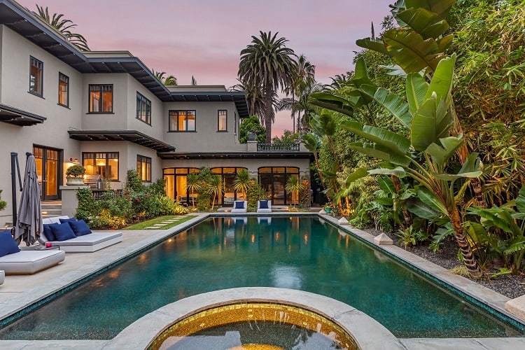 backyard view of the house, with the pool