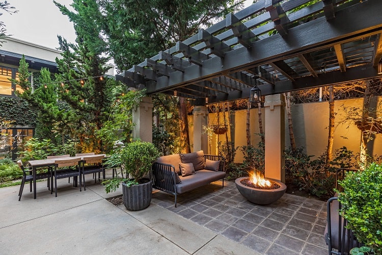 outdoor seating area with firepit