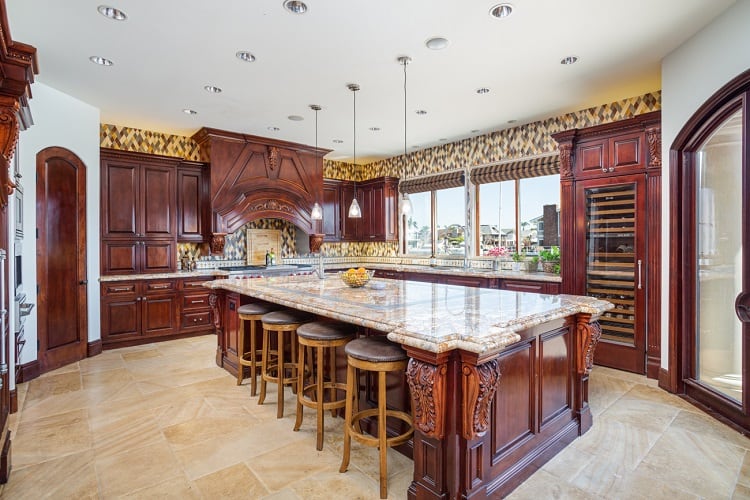 warm wood kitchen inside Tito Ortiz's house