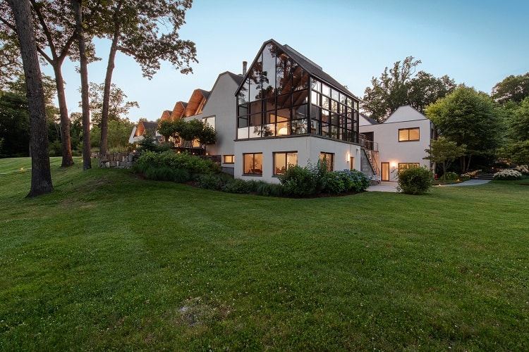 exterior of the Origami House in Weston, Connecticut