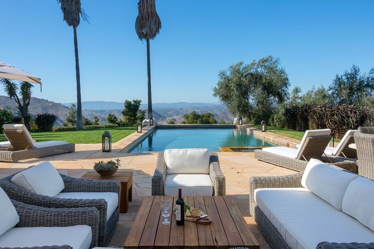 the pool outside Sandra Bullock's house